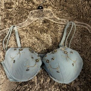 Victoria's Secret Sky Blue Floral Embroidered Bra